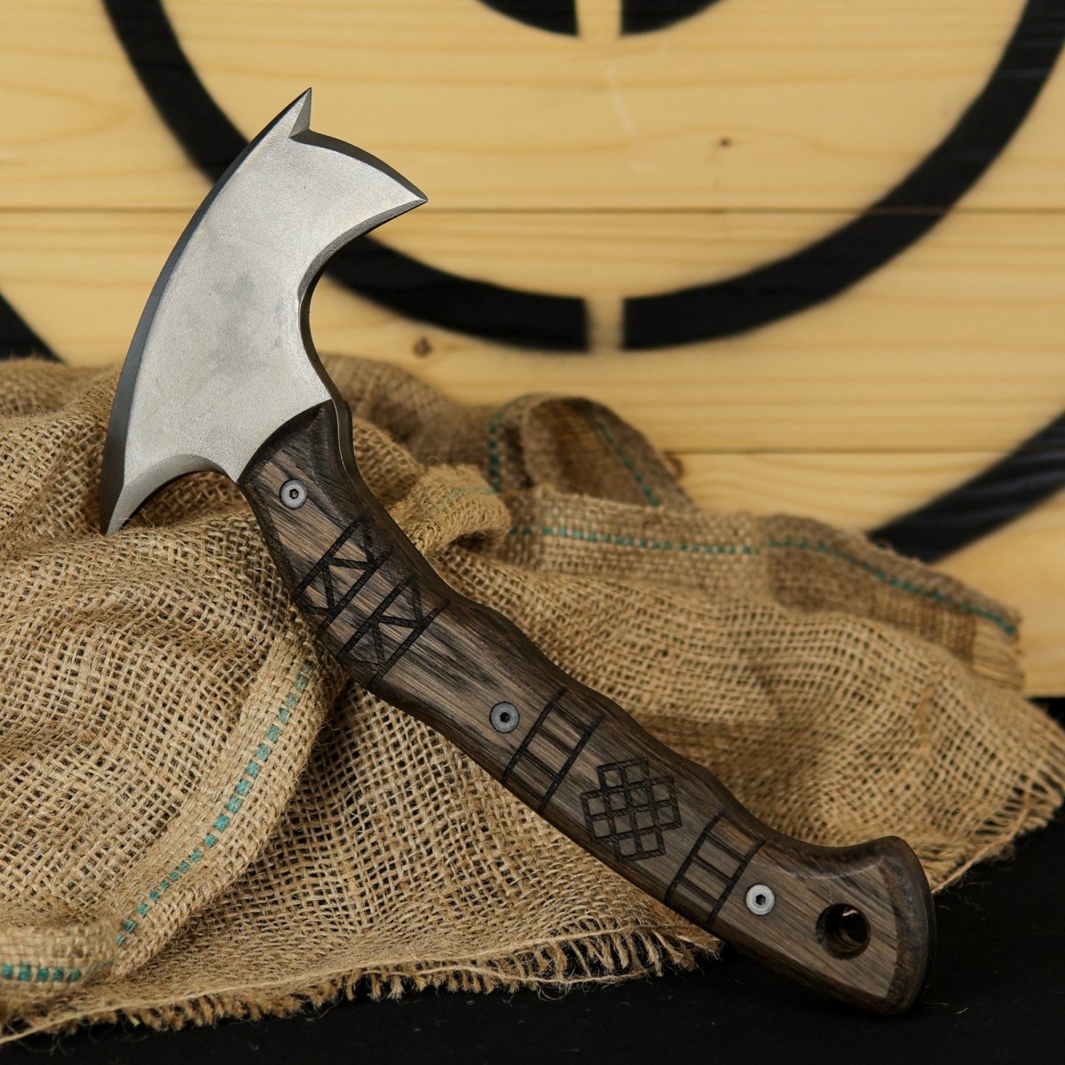 Handmade tomahawk "Dakuri" with tribal engraving from AncientSmithy