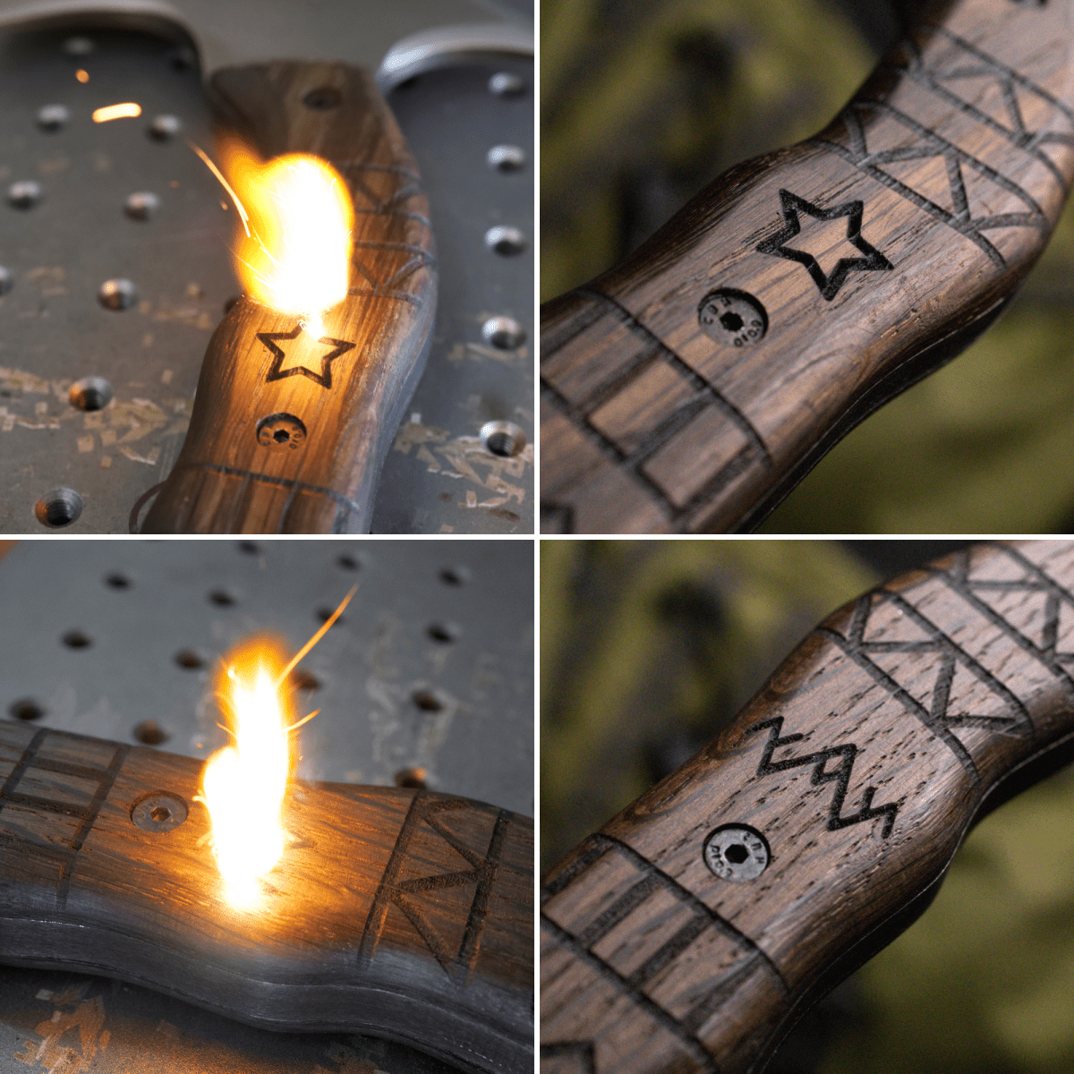 Handmade tomahawk "Dakuri" with tribal engraving from AncientSmithy