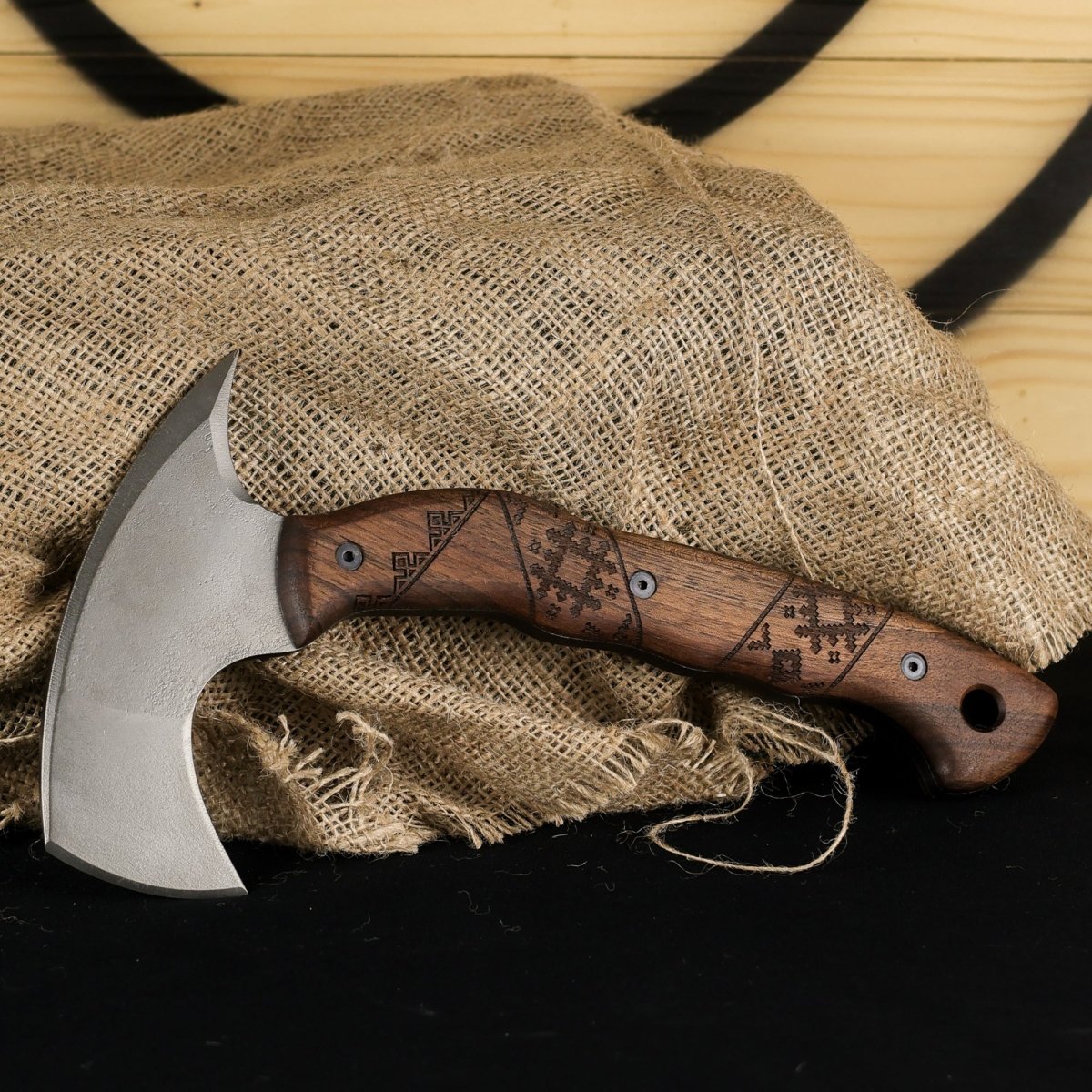 Handmade tomahawk "Simargl" with Slavic engraving from AncientSmithy