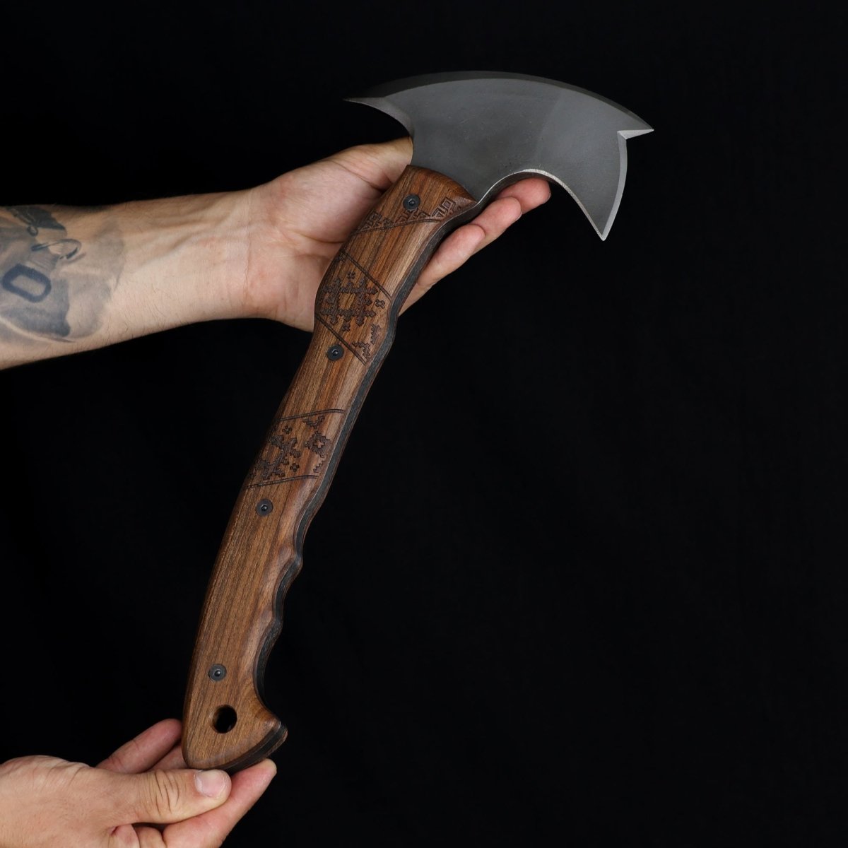 Handmade tomahawks with Slavic engraving from AncientSmithy