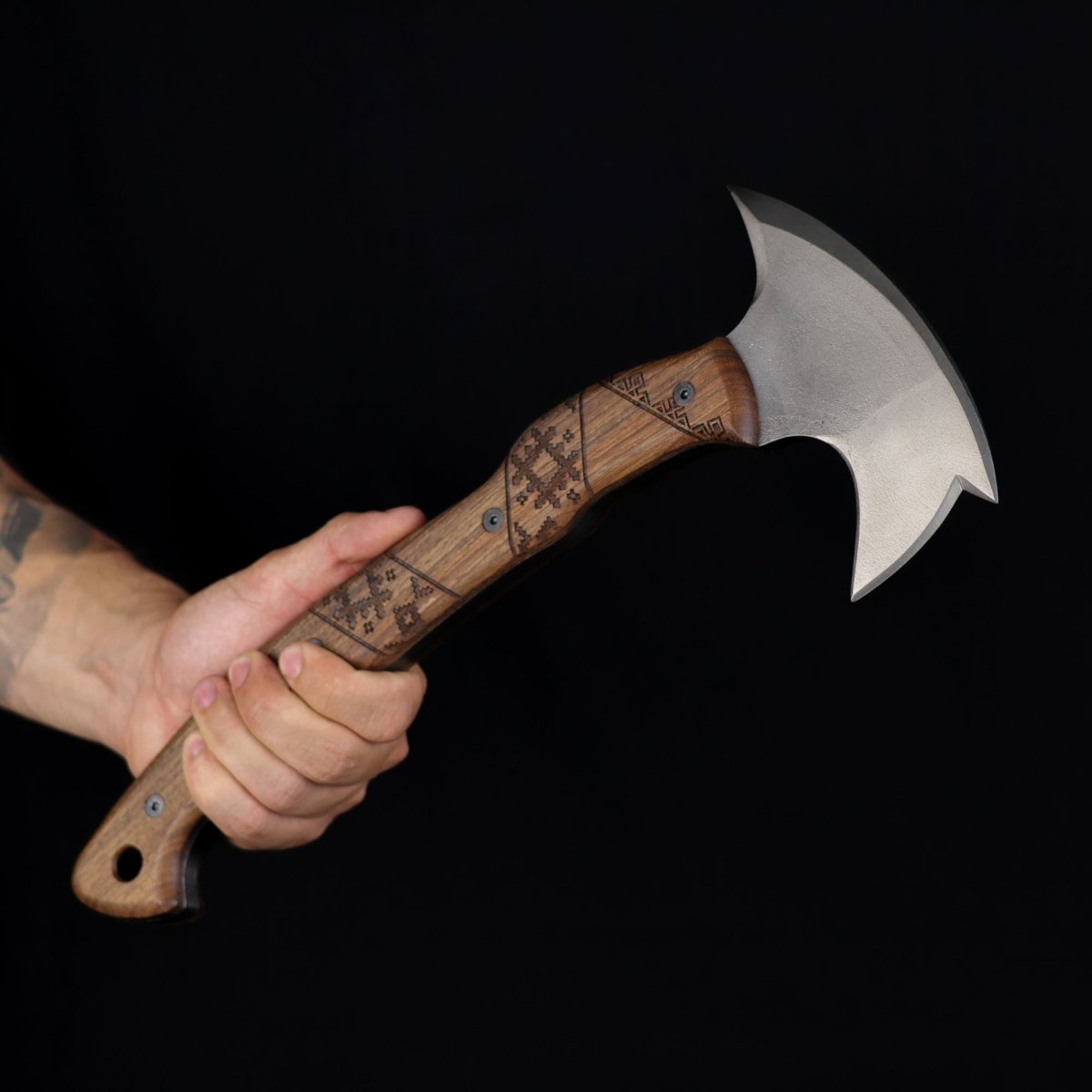 Handmade tomahawks with Slavic engraving from AncientSmithy