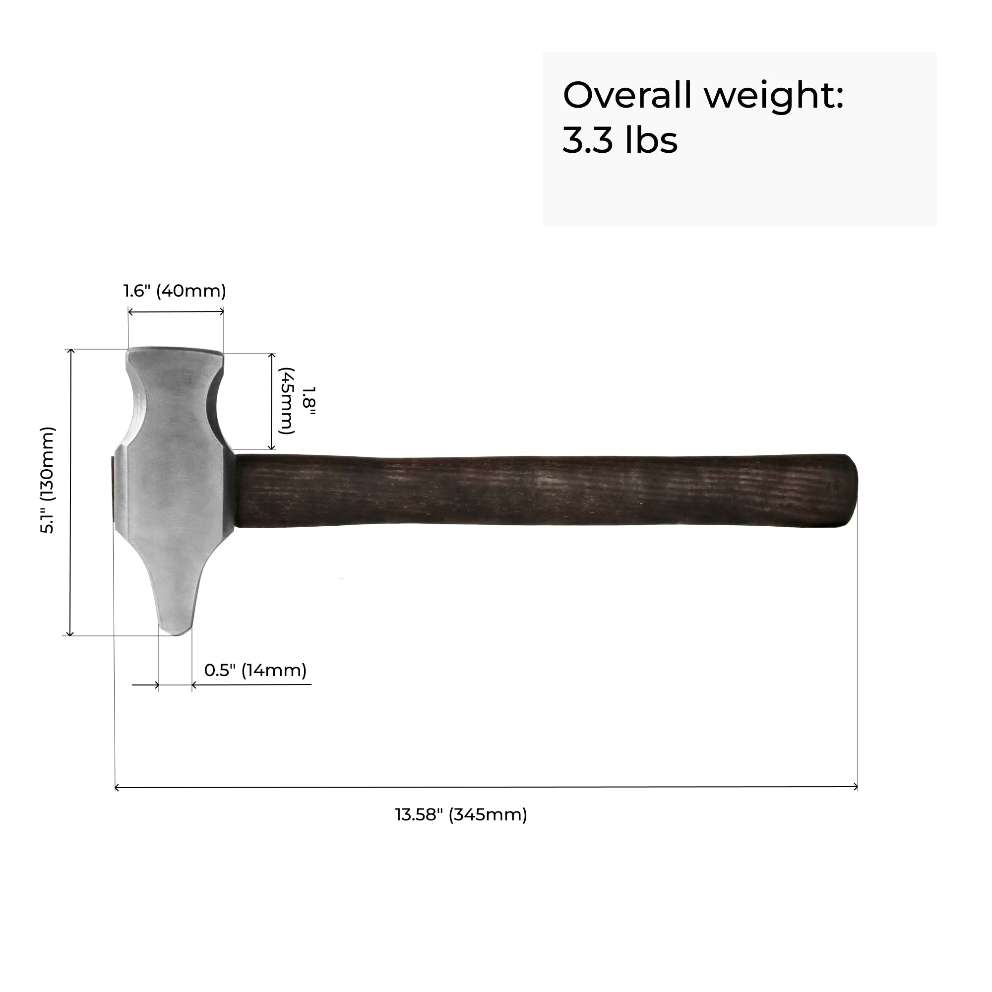 Blacksmith Cross Peen Hammer 3.3lbs