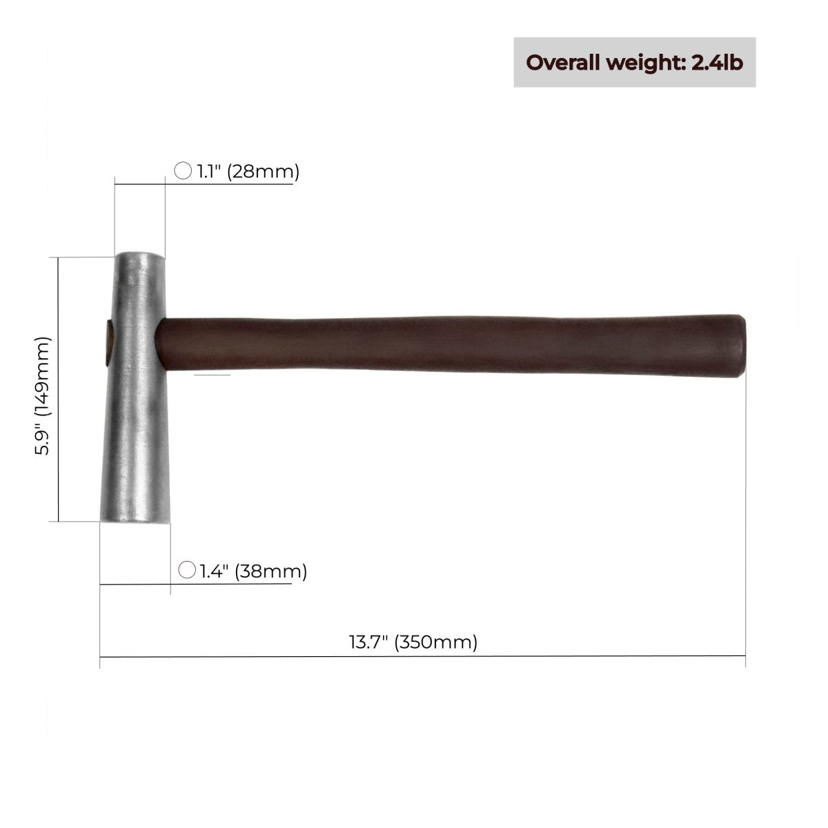 Japanese blacksmith double headed round hammer 2.4 lbs from AncientSmithy
