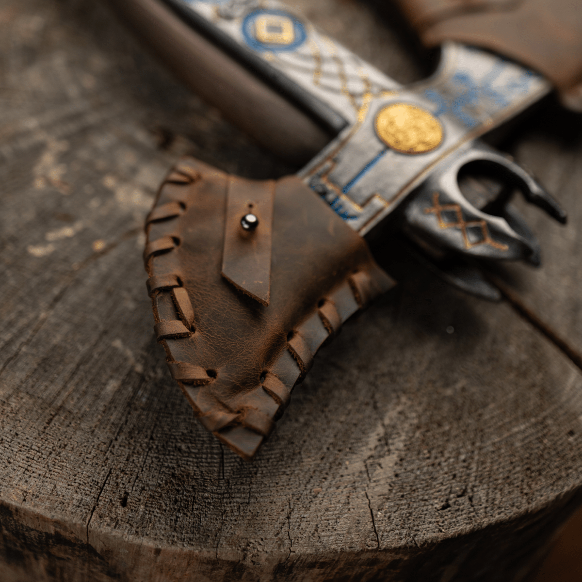 Leviathan Kratos axe with carved handle 34.25" from AncientSmithy