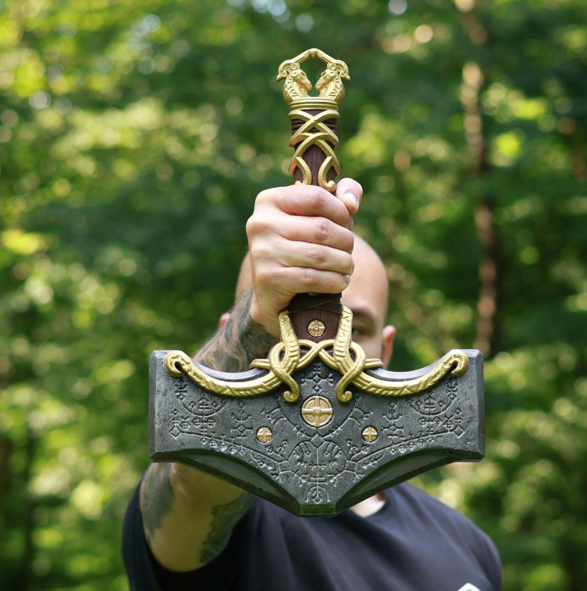 Mjolnir hammer steel version 26.45lb and Luminescent runes from AncientSmithy