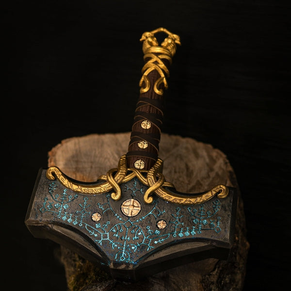 Mjölnir Hammer aus Stahl 12 Kg mit leuchtenden Runen
