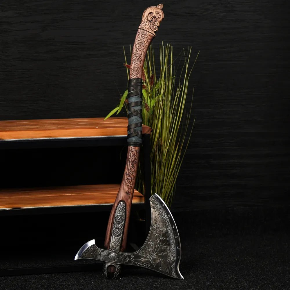 Real Leviathan axe with glowing runes from AncientSmithy