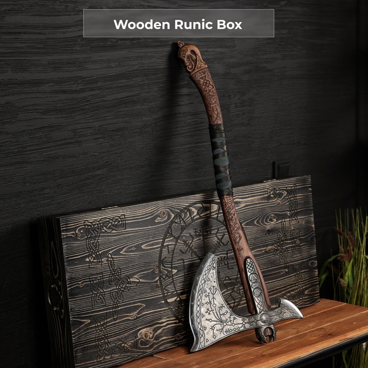 Real Leviathan axe with glowing runes from AncientSmithy