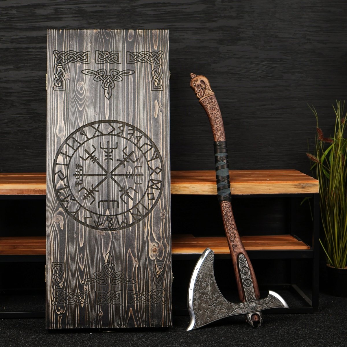 Real Leviathan axe with glowing runes from AncientSmithy