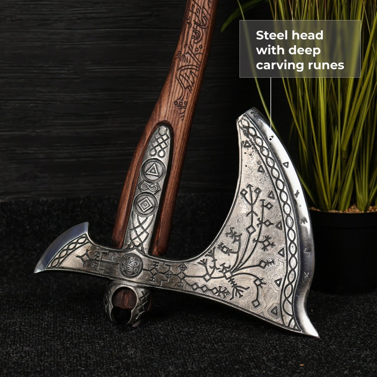 Real Leviathan axe with glowing runes from AncientSmithy