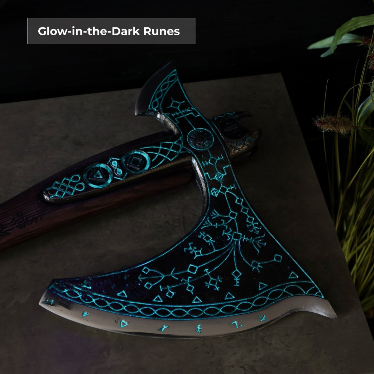 Real Leviathan axe with glowing runes from AncientSmithy