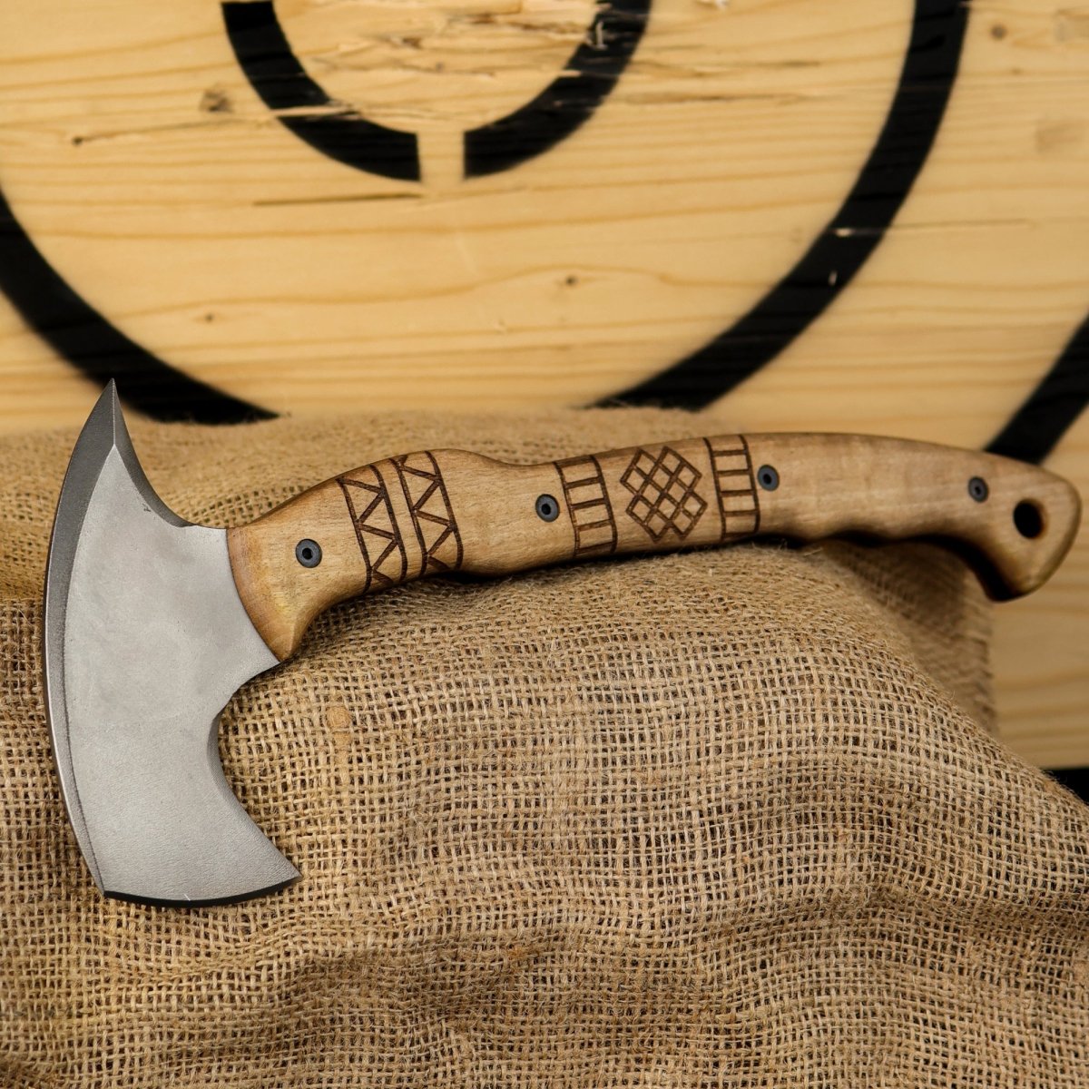 Tactical tomahawk "Sakari" with tribal engraving from AncientSmithy