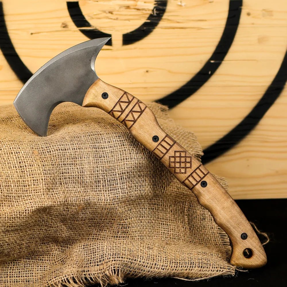 Tactical tomahawk "Sakari" with tribal engraving from AncientSmithy