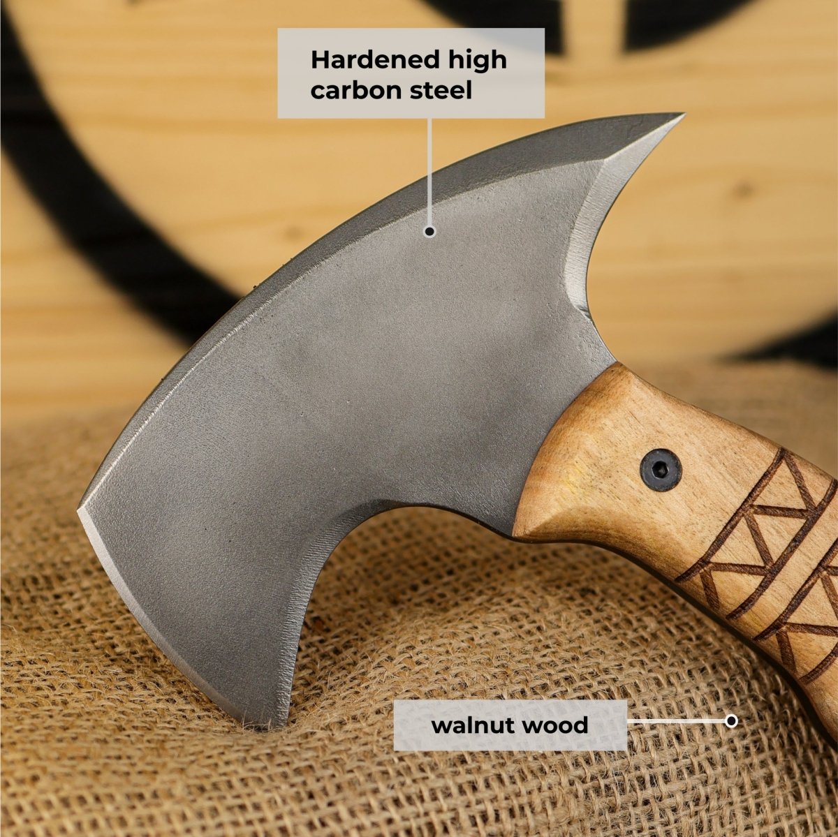 Tactical tomahawk "Sakari" with tribal engraving from AncientSmithy