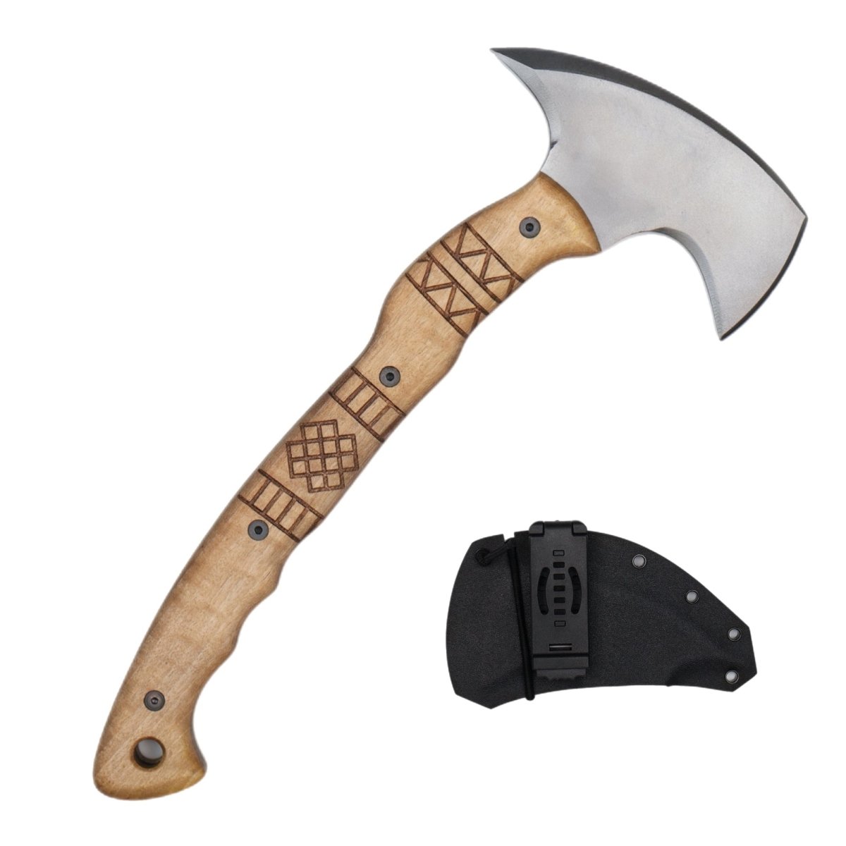 Tactical tomahawk "Sakari" with tribal engraving from AncientSmithy