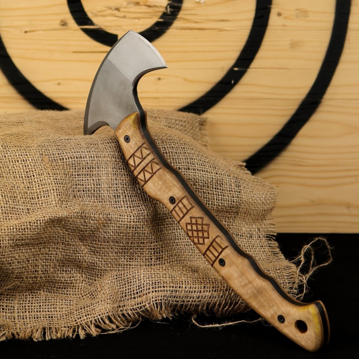 Tactical tomahawk "Sakari" with tribal engraving from AncientSmithy