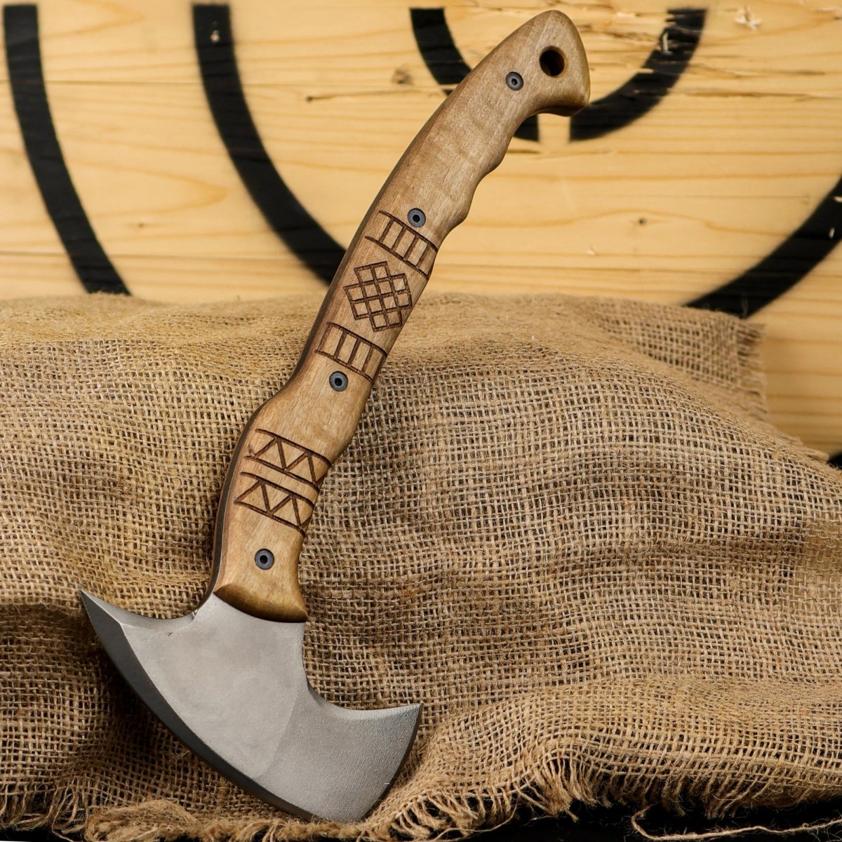 Tactical tomahawk "Sakari" with tribal engraving from AncientSmithy