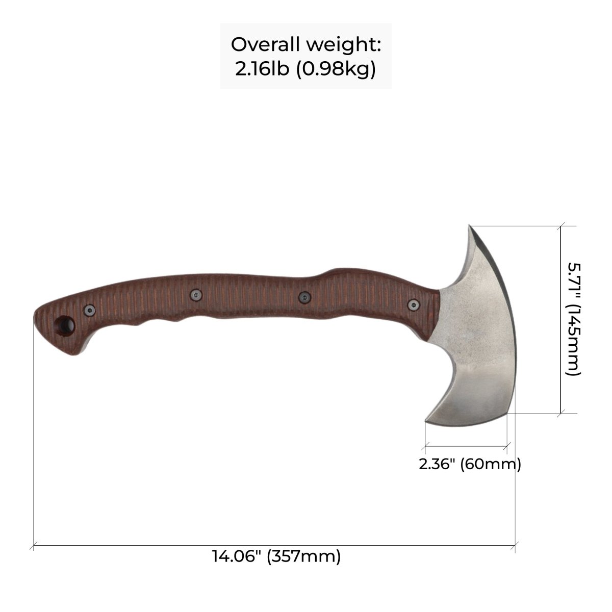 Tactical tomahawk with blade and spike 13.77" - polymer composite handle from AncientSmithy