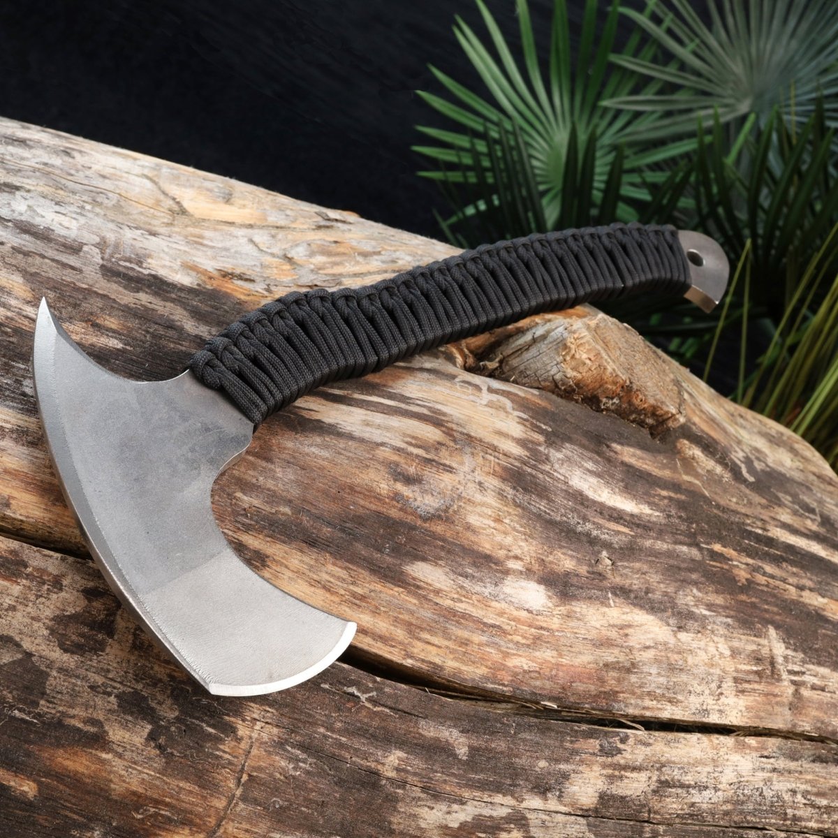 Tomahawk Axe with Black Paracord handle from AncientSmithy