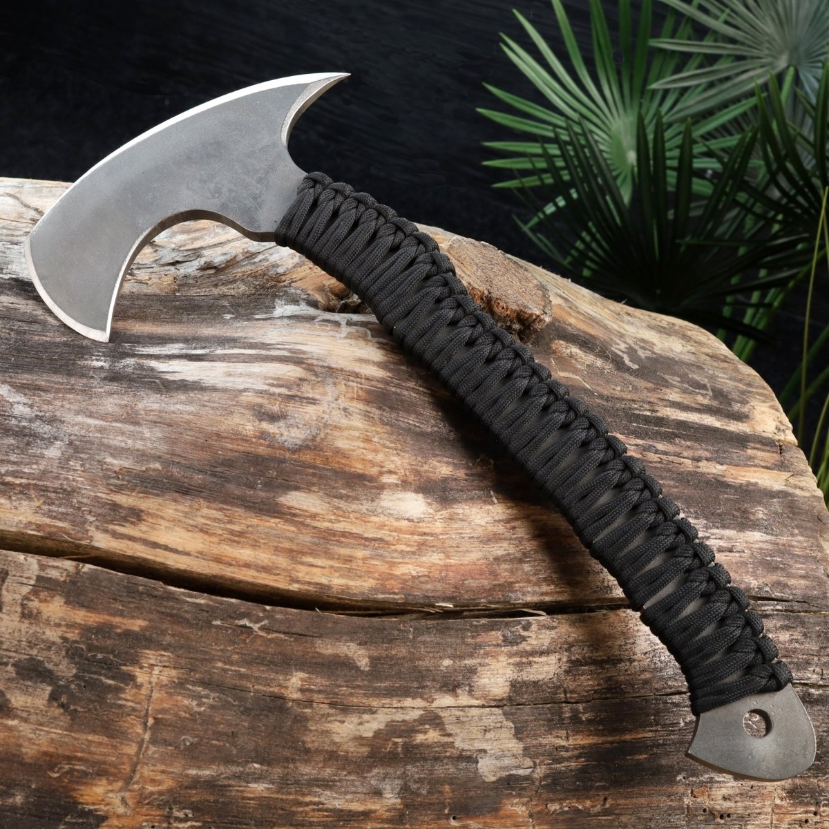 Tomahawk Axe with Black Paracord handle from AncientSmithy