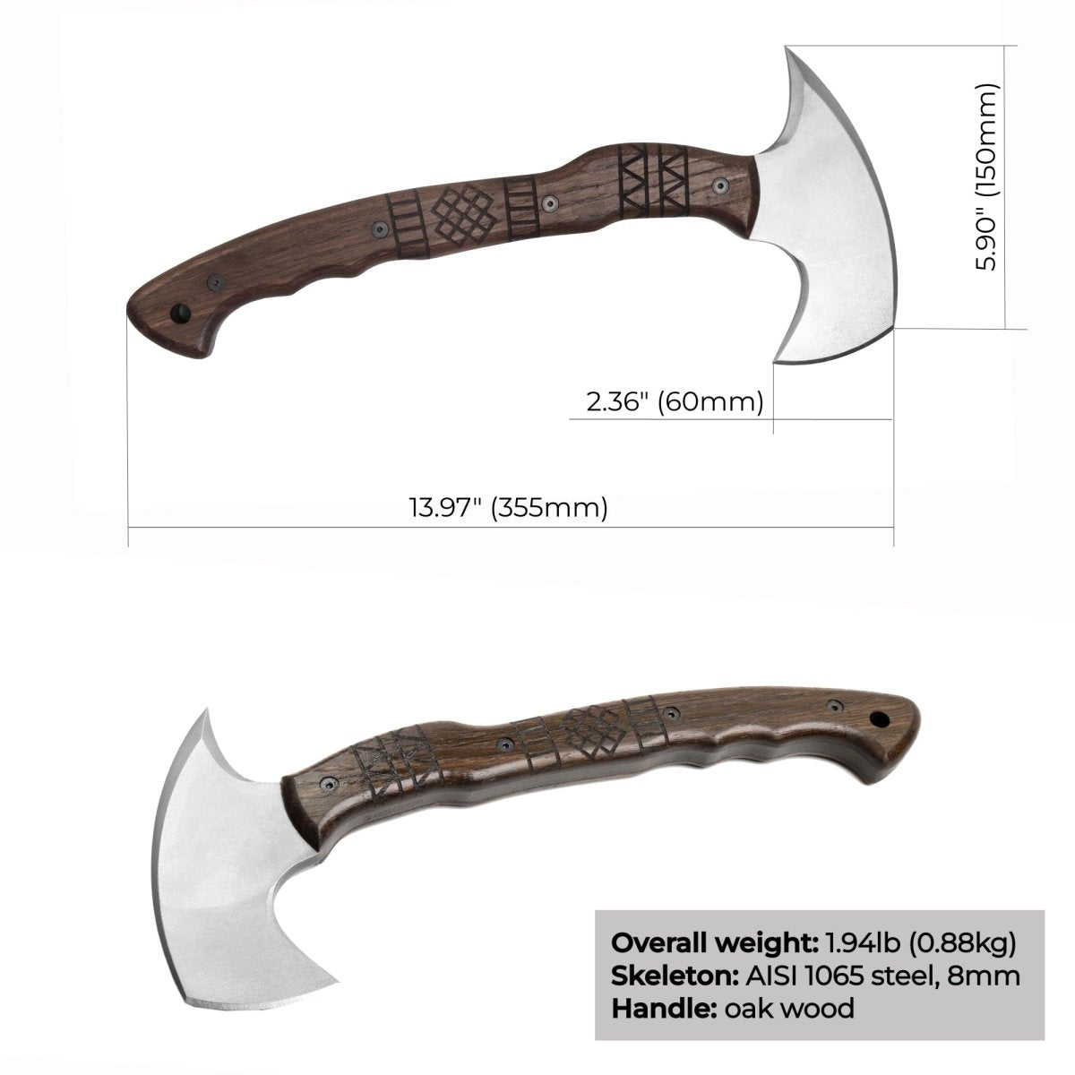 Tribal engraved tomahawk "Navaro" from AncientSmithy