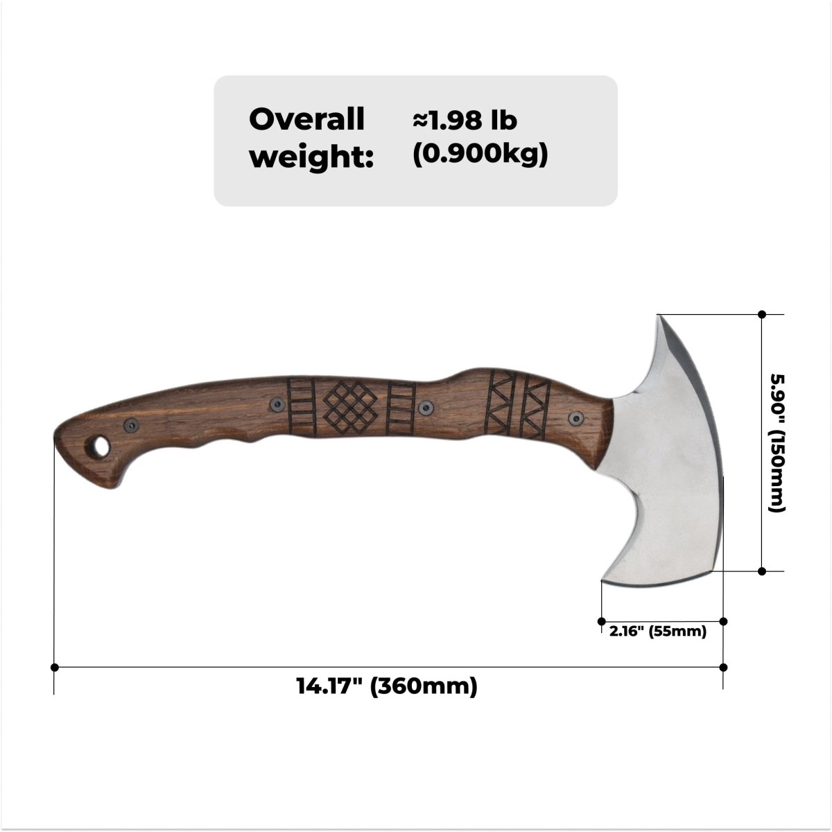 Tribal engraved tomahawk "Navaro" from AncientSmithy