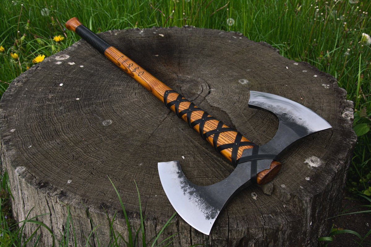 Two - edged axe "Havamal"(Functional version) from AncientSmithy