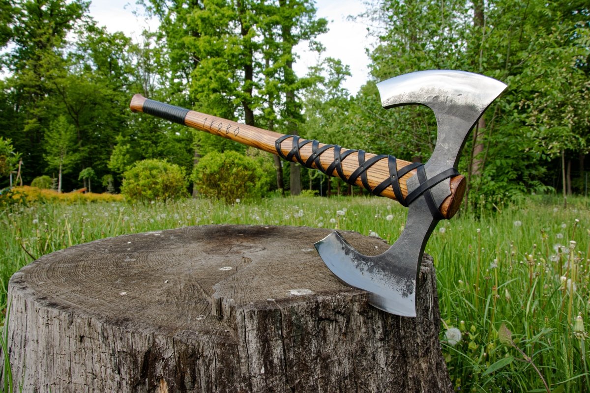 Two - edged axe "Havamal"(Functional version) from AncientSmithy