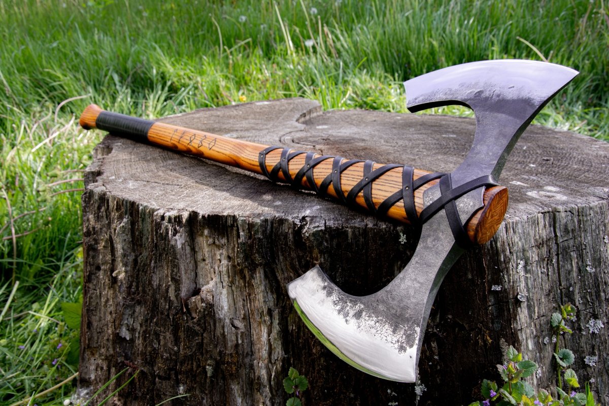 Two - edged axe "Havamal"(Functional version) from AncientSmithy