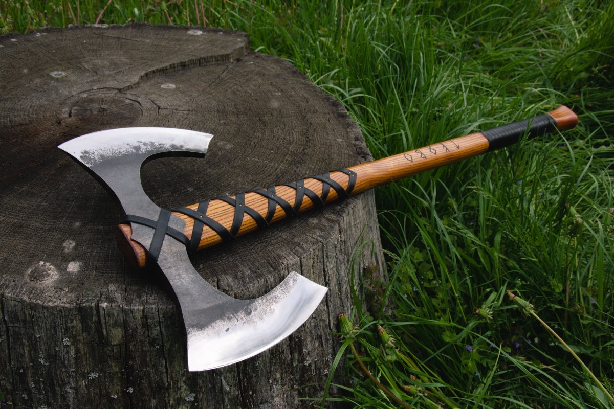 Two - edged axe "Havamal"(Functional version) from AncientSmithy