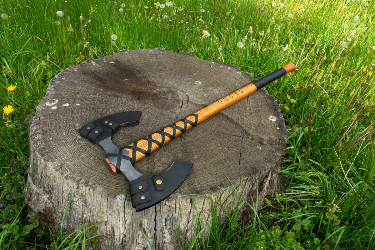 Two - edged axe "Havamal"(Functional version) from AncientSmithy