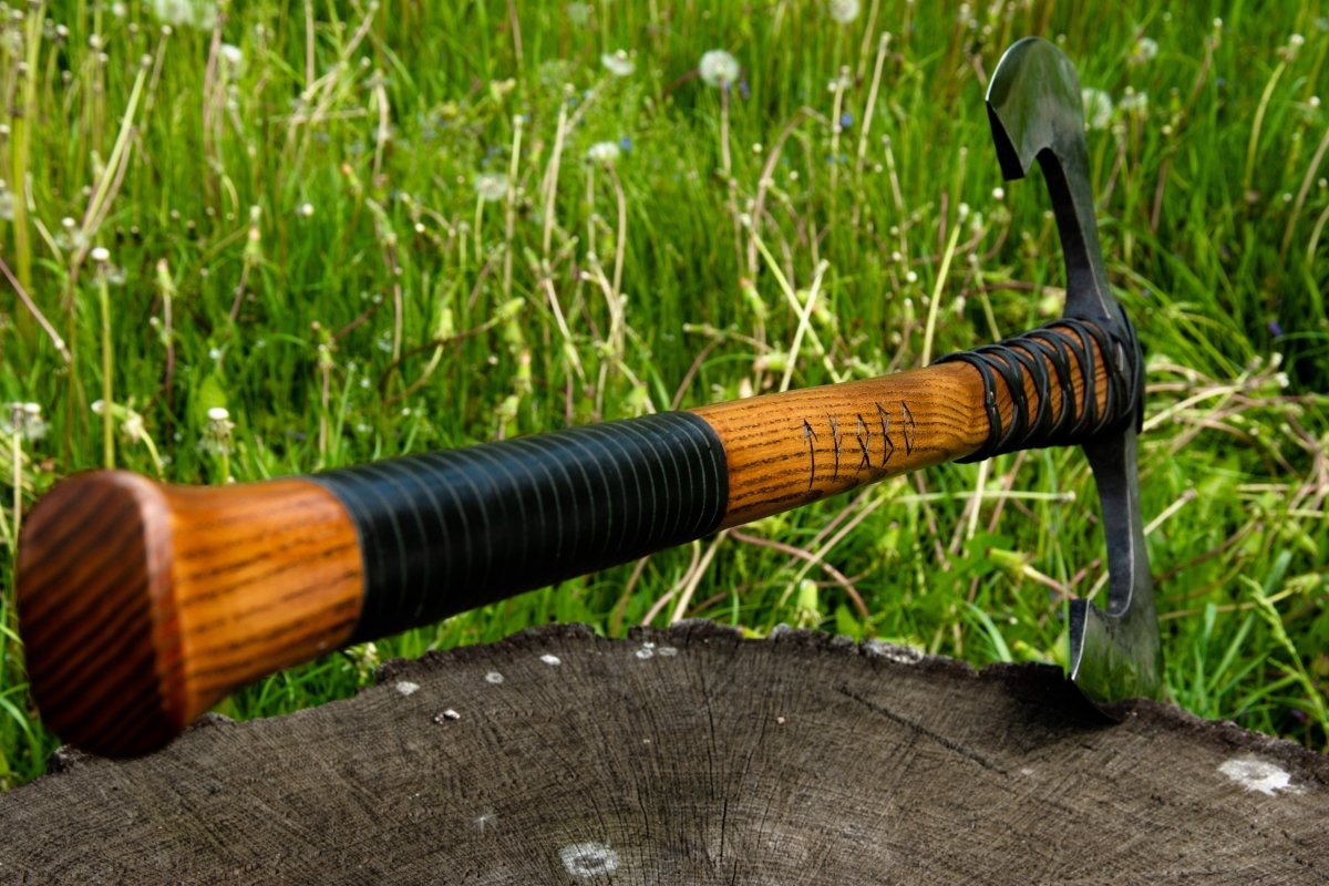 Two - edged axe "Havamal"(Functional version) from AncientSmithy