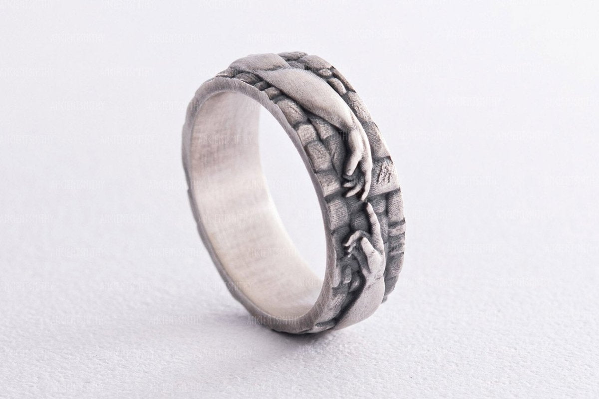 "Creation of Adam" Silver Ring from AncientSmithy