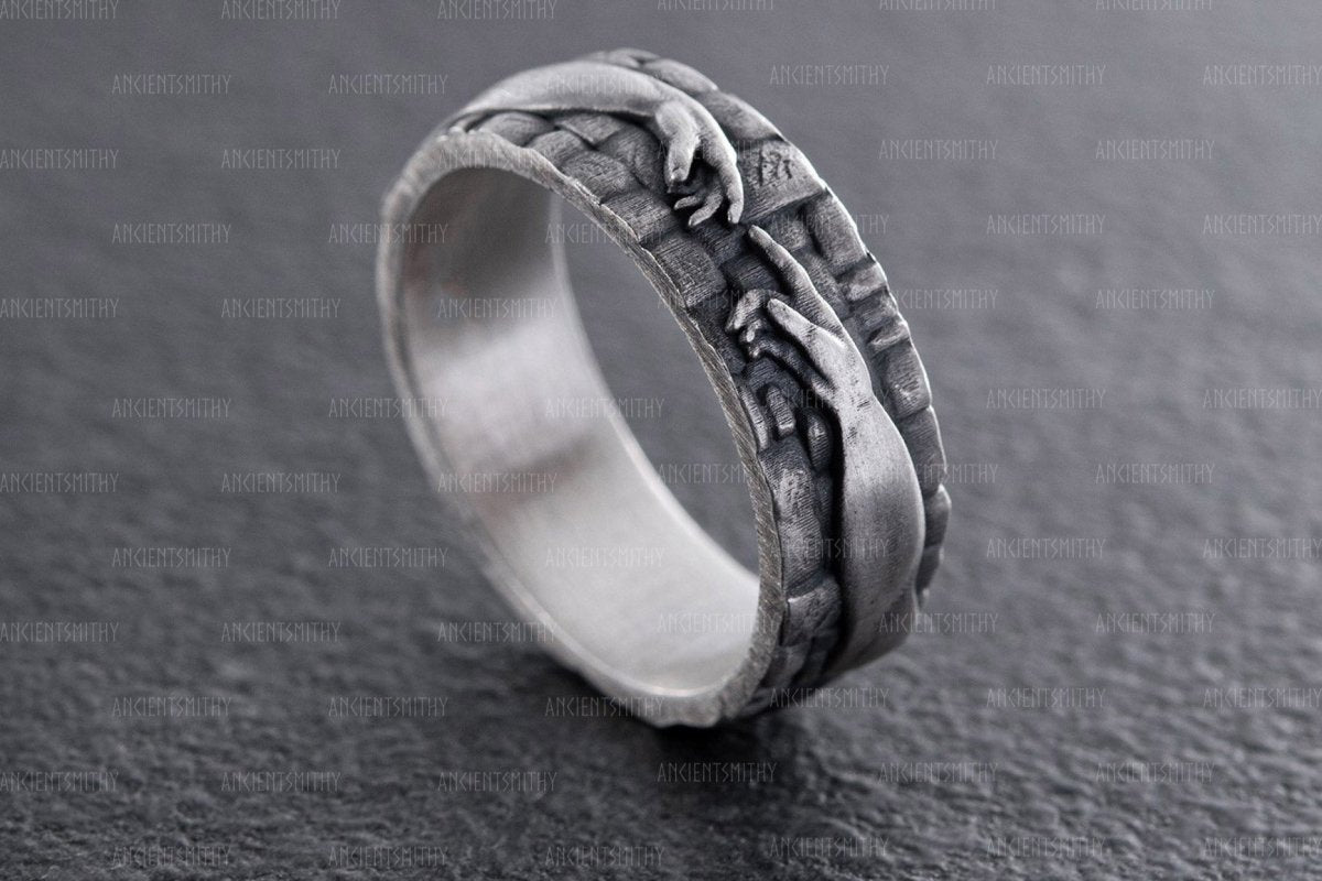 "Creation of Adam" Silver Ring from AncientSmithy