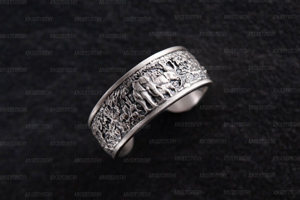 "Family of Elephants" Sterling Silver Ring from AncientSmithy
