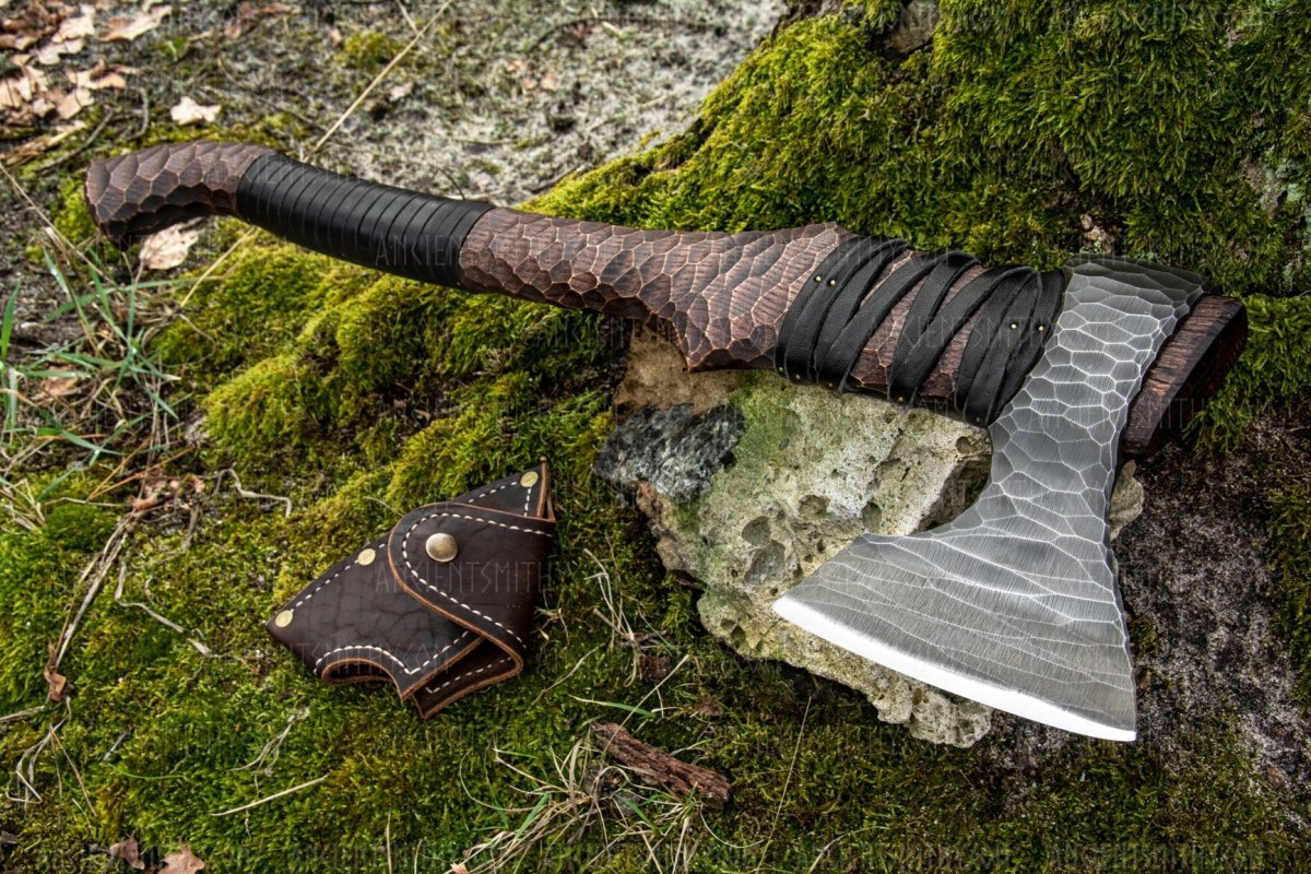 Hand forged axe “Demeter” with leather cover from AncientSmithy
