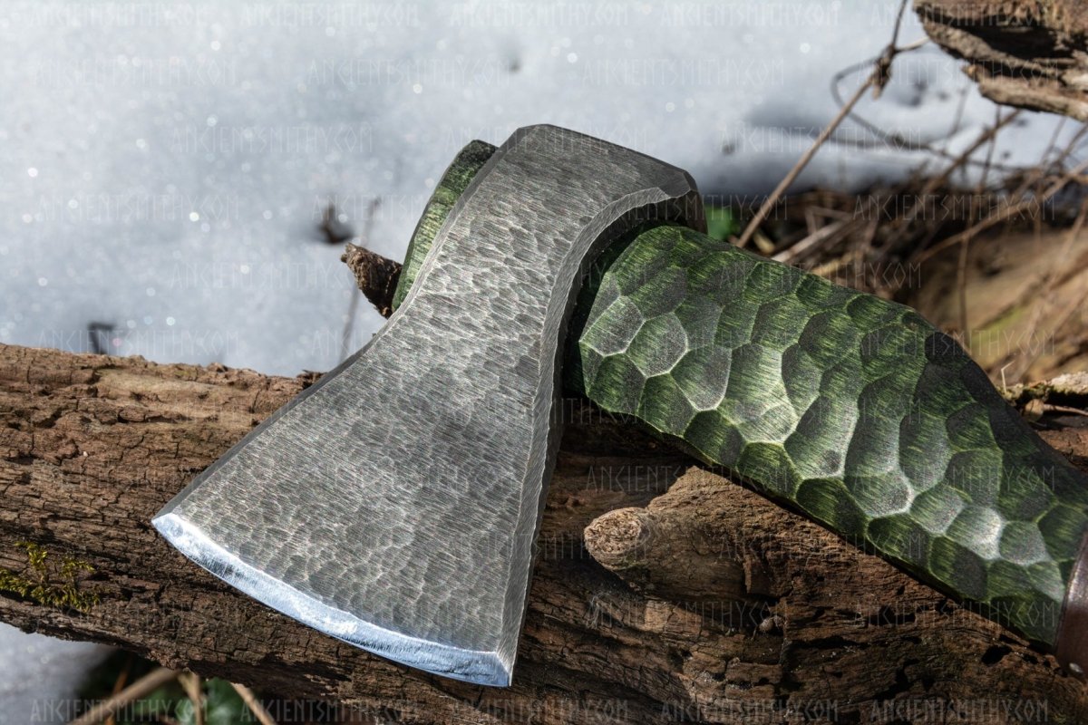 Hand forged axe "Sump Starr" with leather cover from AncientSmithy