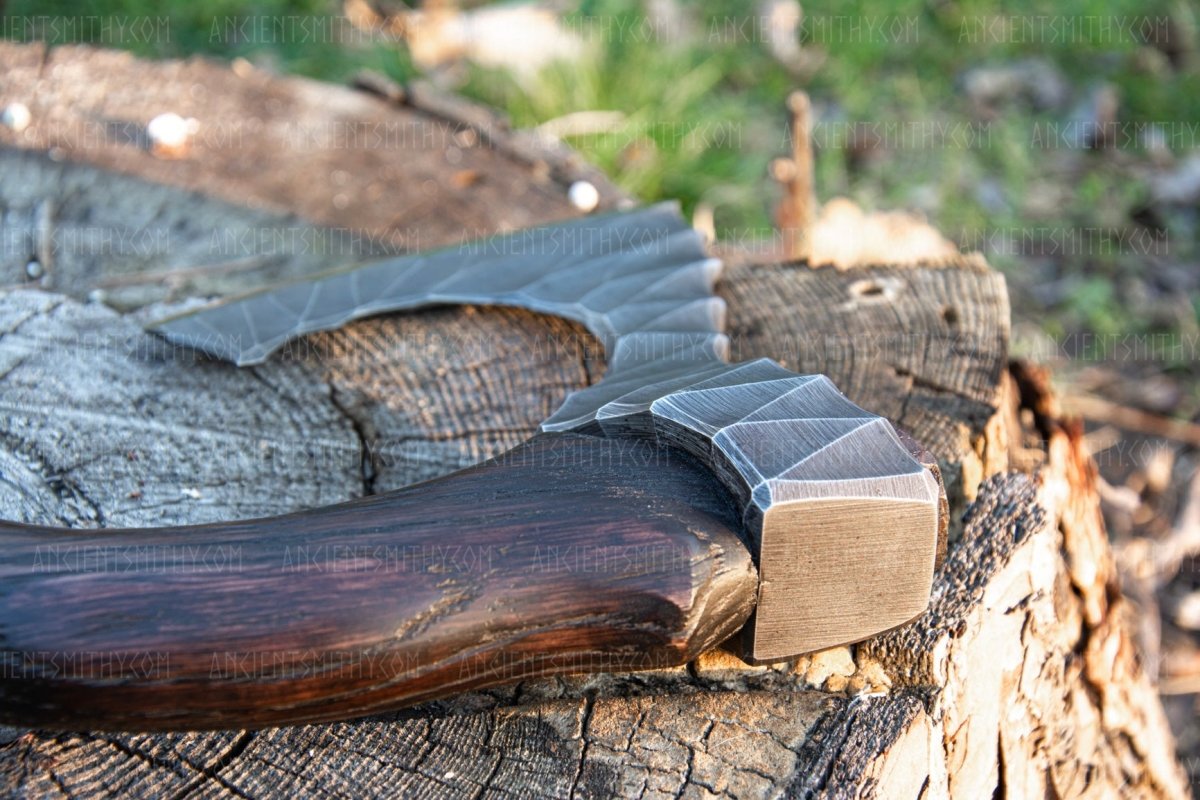 Hand forged hatchet "Skarpt nebb" with leather cover from AncientSmithy