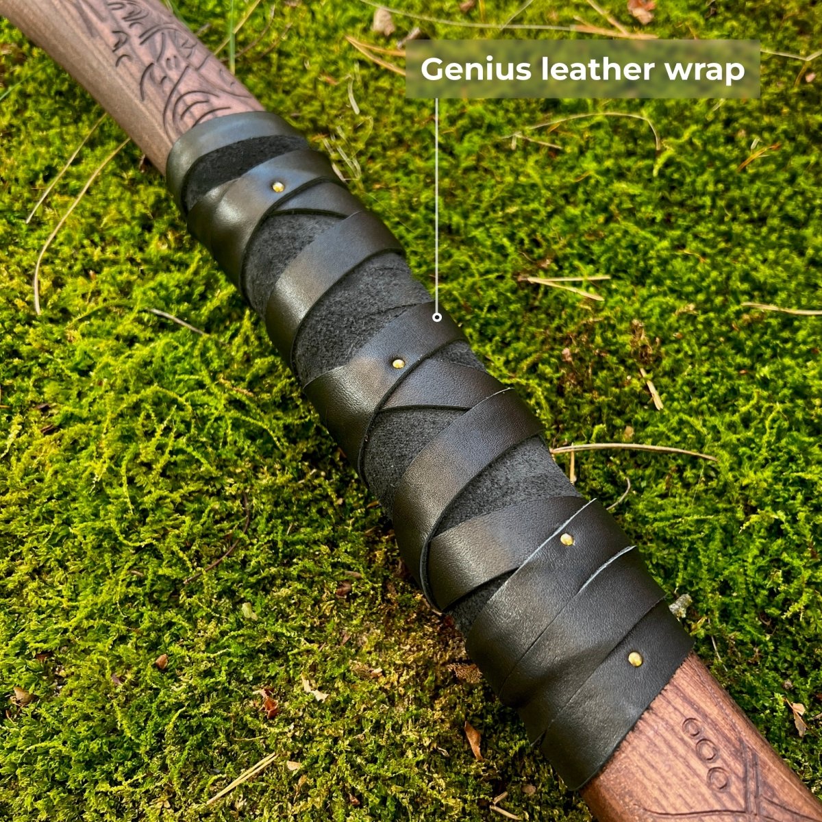 Hand-forged Leviathan axe with carved handle 35.8" - Kratos axe with leather wrap 8 lbs from AncientSmithy