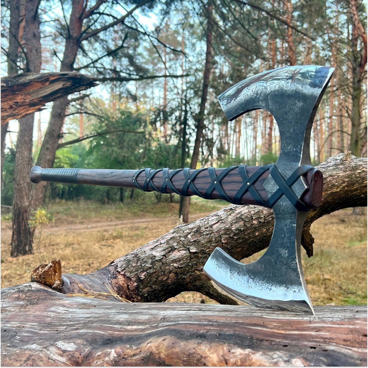 Hand-forged Viking Double-Edged Axe "Havamal" (Functional version) from AncientSmithy