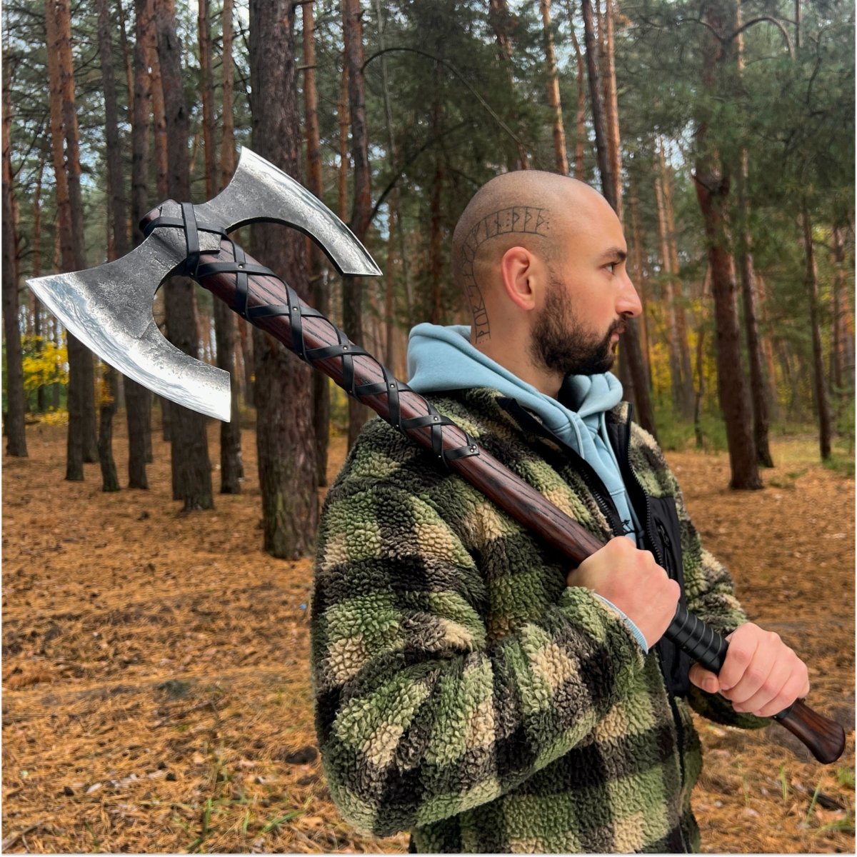 Hand-forged Viking Double-Edged Axe "Havamal" (Functional version) from AncientSmithy