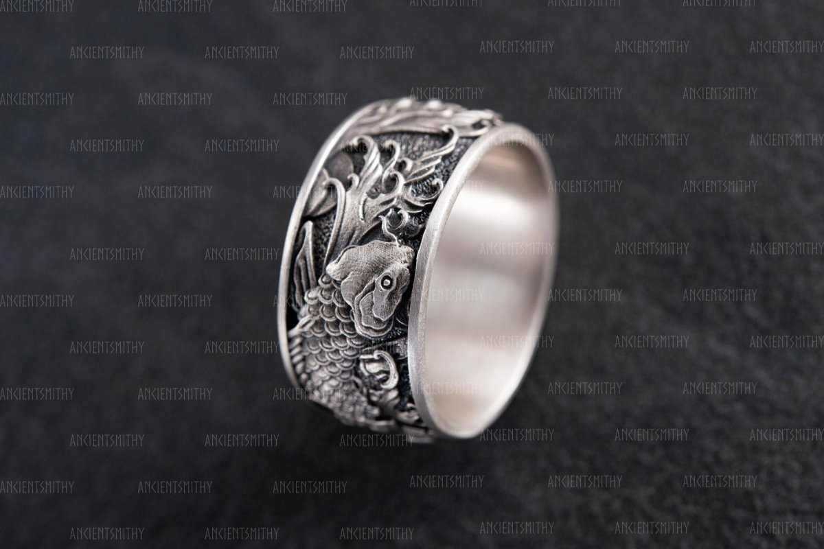 Koi Fish Ring Sterling Silver from AncientSmithy
