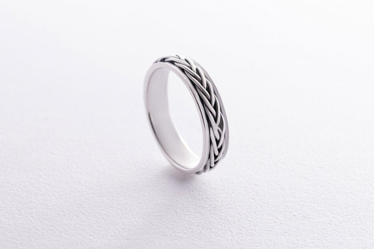 Men's Silver Chain Patterns Ring "Amaunet" from AncientSmithy