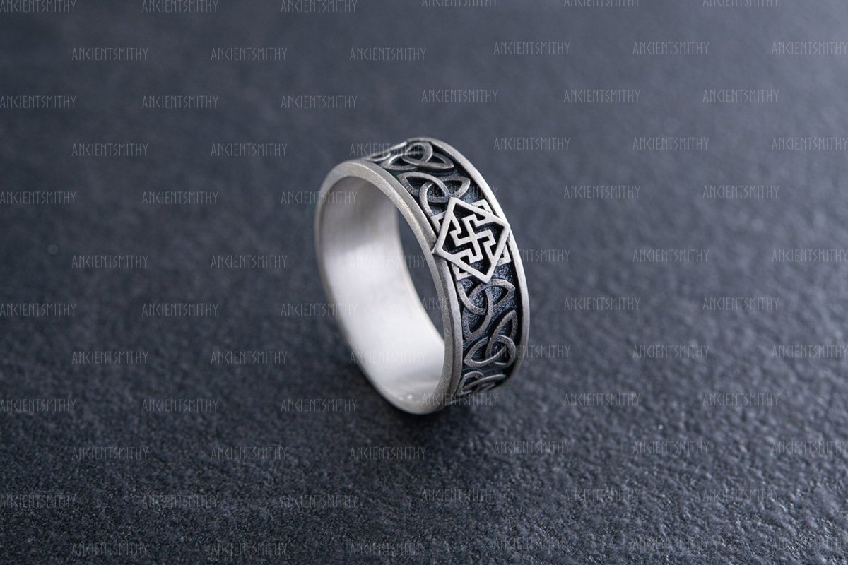 Men's Silver Ring with Celtic Knot "Swarog" from AncientSmithy