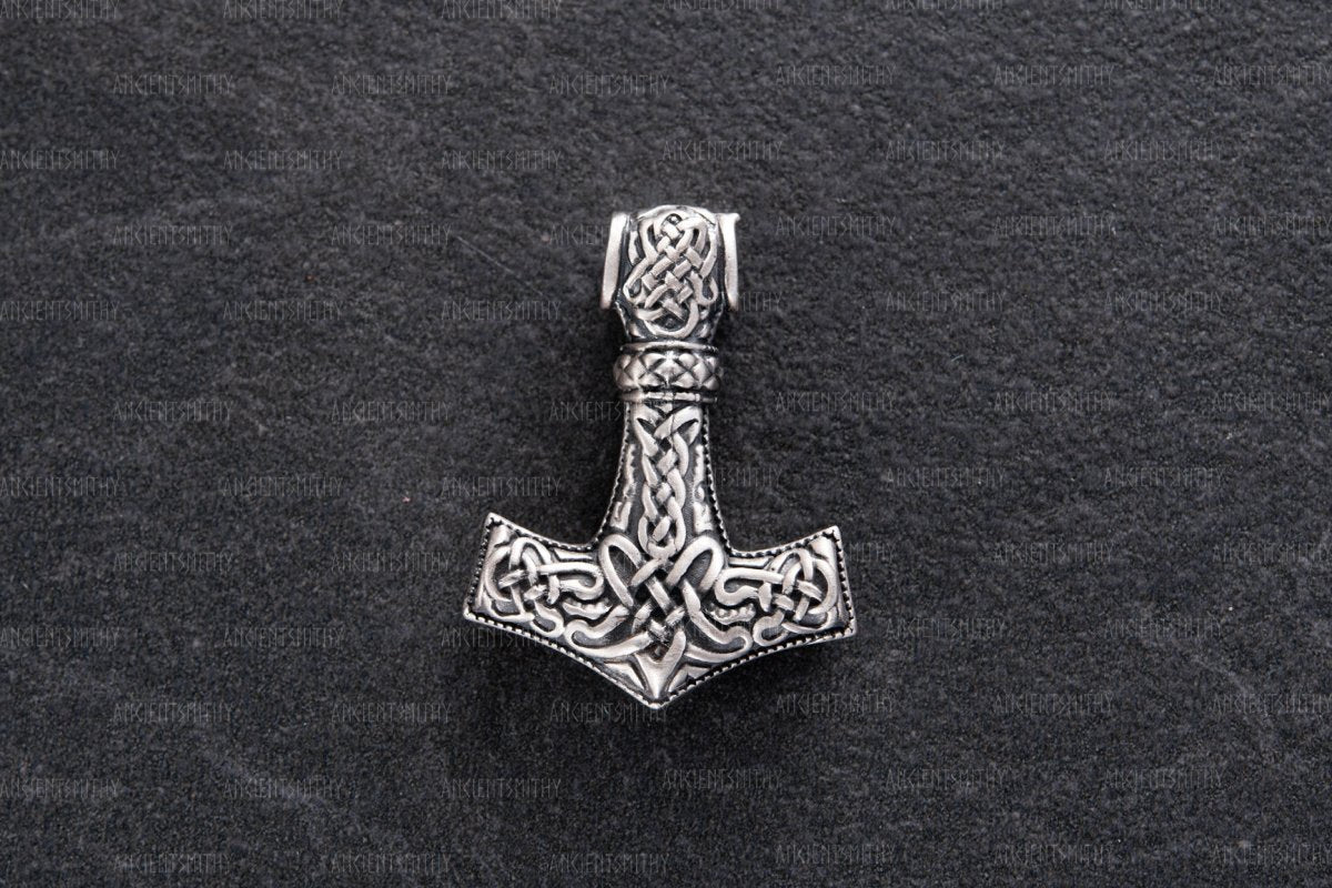 Mjölnir Hammer Silver Pendant "Ankou" from AncientSmithy