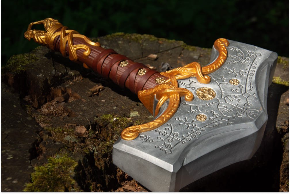 Mjolnir (Thor hammer) from God of War: Ragnarok Gold version from AncientSmithy