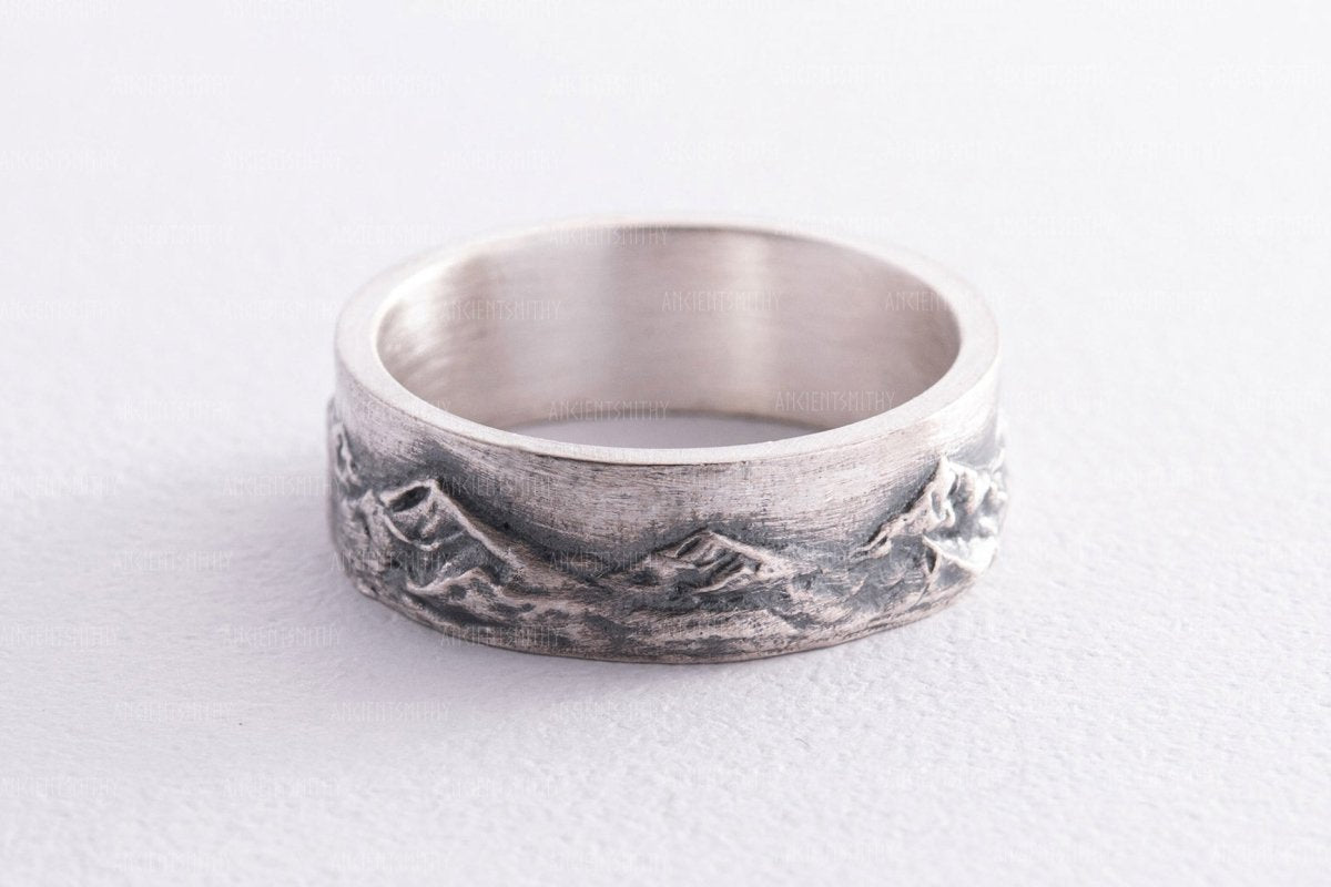 Mountain Patterns Silver Ring "Gaia" from AncientSmithy