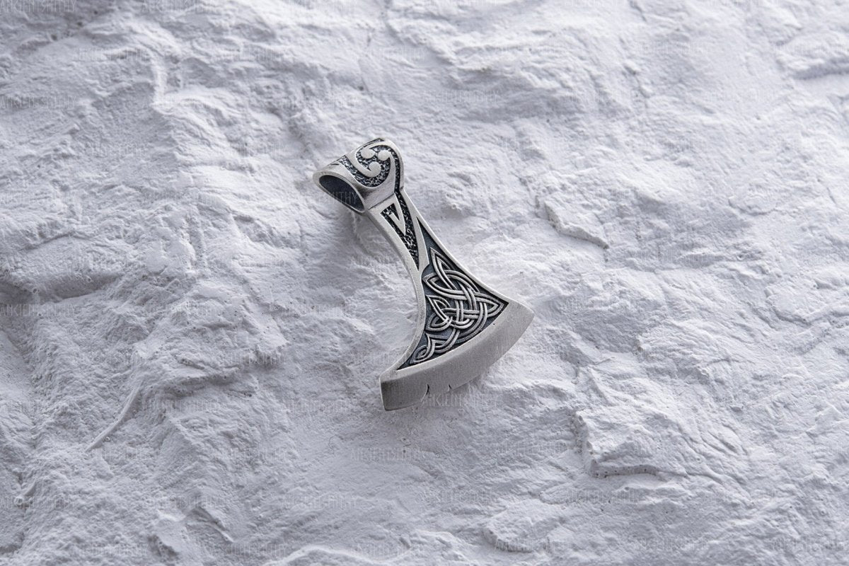 Silver Axe Pendant with Celtic Knots "Lugh" from AncientSmithy