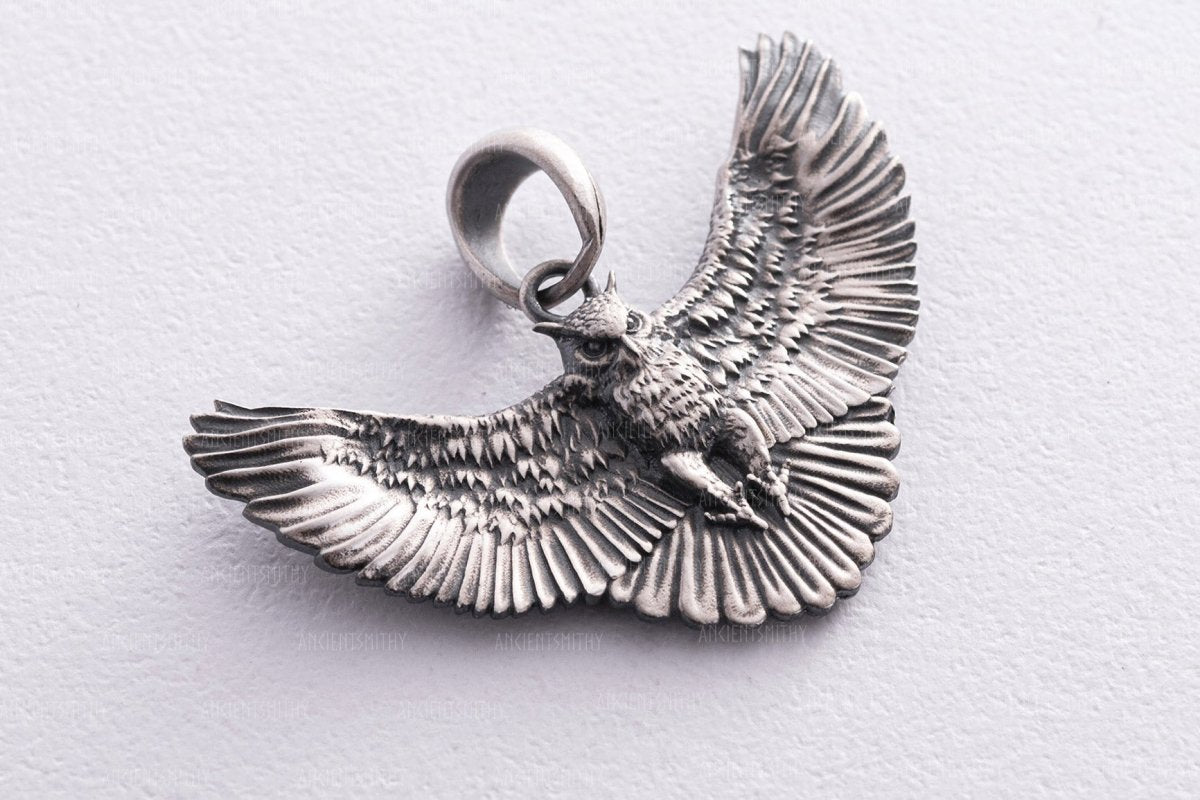 Silver Pendant Owl "Damballa" from AncientSmithy