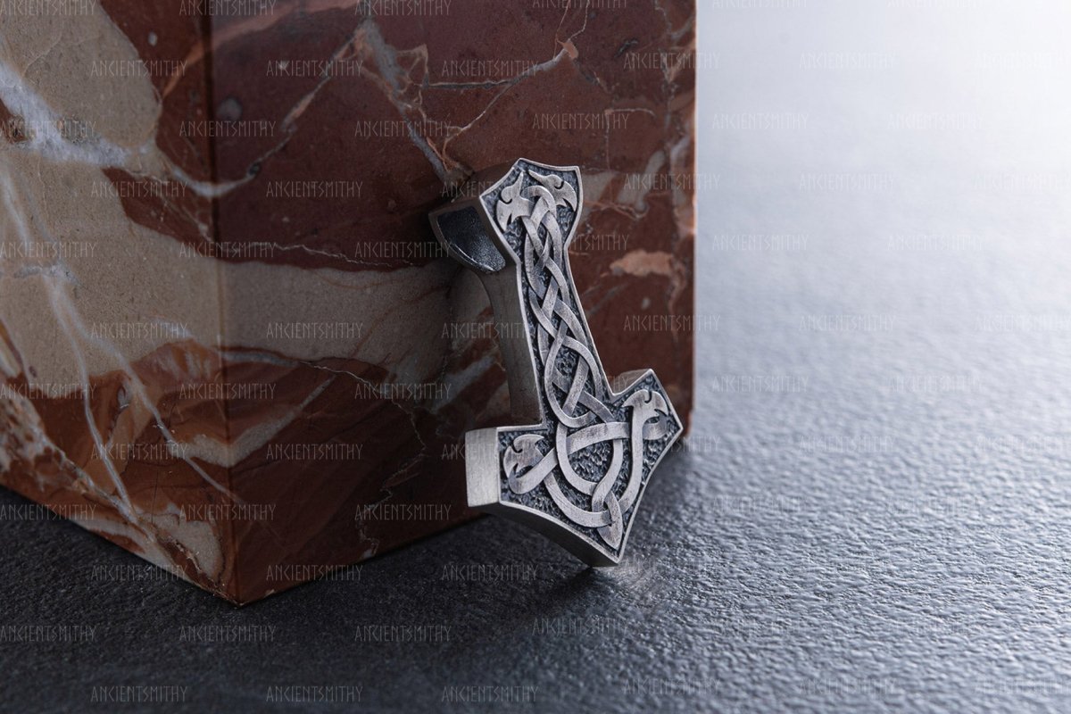 Silver Thor Hammer Pendant "Ogma" from AncientSmithy